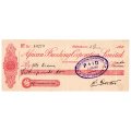 1911 African Banking Corporation Limited Cheque Oudtshoorn, 15 Pounds