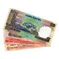 Set of India 10, 20, 50, 100 Rupees all Low Serial #000001