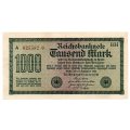 1923 German Berlin Reichsbanknote 1000 Mark Star Replacement, Pick#76a White paper