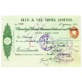 1942 Southern Rhodesia, Barclays Bank - Blue & Vee Mines, Limited Cheque issued for 9 Shillings & 6