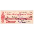 1911 African Banking Corporation Limited Cheque Oudtshoorn, 30 Pounds