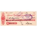1911 African Banking Corporation Limited Cheque Oudtshoorn, 27 Pounds 5 Shillings 3 Pence