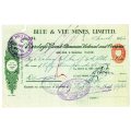 1942 Southern Rhodesia, Barclays Bank - Blue & Vee Mines, Limited Cheque issued for £53, 9 Shillings