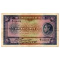 1939 Malta 10 Shillings Pick#13