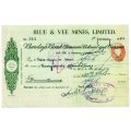1942 Southern Rhodesia, Barclays Bank - Blue & Vee Mines, Limited Cheque issued for £90, 15 Shilling
