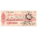 1917 African Banking Corporation Limited Adderley St Cape Town, Cheque issued for £5, stamped with C