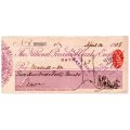 1905 The National Provincial Bank of England - Lloyds Bank Bath, Cheque issued for £240, struck with