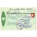 1941 Southern Rhodesia, Barclays Bank - Blue & Vee Mines, Limited Cheque issued for 6 Shillings, str