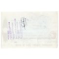 1941 Southern Rhodesia, Barclays Bank - Blue & Vee Mines, Limited Cheque issued for 6 Shillings, str