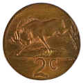 Error 1976 South Africa 2 Cent Struck on 1 Cent Planchet