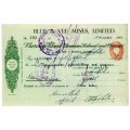 1941 Southern Rhodesia, Barclays Bank - Blue & Vee Mines, Limited Cheque issued for £55 and 15 Shill