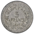 1949 France Fourth Republic Aluminum 5 Francs KM#888b