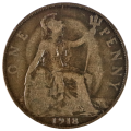 Error 1918 Great Britain 1 Penny KM#810, Die Transfer i.e. Progressive Indirect Design Transfer (Als