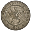 1863 Belgium 10 Centimes, with numerous Die cracks, KM#22