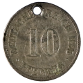 1875-A German Berlin 10 Pfennig KM#4 holed