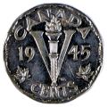 1945 Canada 5 Cents KM#40a Chromium plated steel