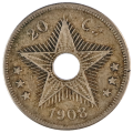 1908 Belgian Congo [Congo Free State] 20 Centimes 400k Minted KM#11