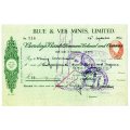 1940 Southern Rhodesia, Barclays Bank - Blue & Vee Mines, Limited Cheque issued for £36, 3 Shillings