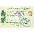 1943 Southern Rhodesia, Barclays Bank - Blue & Vee Mines, Limited Cheque issued for £0, 4 Shillings