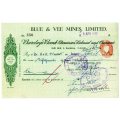 1941 Southern Rhodesia, Barclays Bank - Blue & Vee Mines, Limited Cheque issued for £8, 15 Shillings