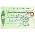 1940 Southern Rhodesia, Barclays Bank - Blue & Vee Mines, Limited Cheque issued for £118, 12 Shillin