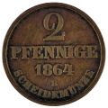 1864-B German Kingdom of Hannover (German states) 2 Pfennig