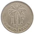 1927 Belgian Congo 1 Franc French text KM#20