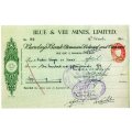 1940 Southern Rhodesia, Barclays Bank - Blue & Vee Mines, Limited Cheque issued for £115, 9 Shilling