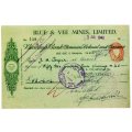 1940 Southern Rhodesia, Barclays Bank - Blue & Vee Mines, Limited Cheque issued for £52, 4 Shillings