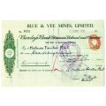 1942 Southern Rhodesia, Barclays Bank - Blue & Vee Mines, Limited Cheque issued for £0, 11 Shillings