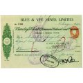1942 Southern Rhodesia, Barclays Bank - Blue & Vee Mines, Limited Cheque issued for £2 , struck with