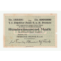 1923 German Bank of Bremen 100 000 Mark, Franke Werk K.a.A business issue note