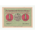 1921 Rare German Weener Sparkasse des Kreises 1 Mark Konto F