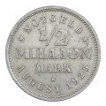 1923-J German Hamburg 1/2 Million Mark Notgeld