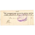 1911 The Standard Bank of South Africa Limited withdrawal receipt, 2 Shillings