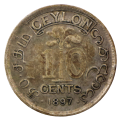 1897 Ceylon (Sri Lanka) Silver 10 Cent