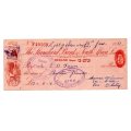 1957 The Standard Bank of South Africa Cheque, Strand Cape, 13 Pounds with Chairman, secretary and T