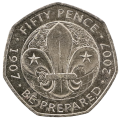 2007 Great Britain 50 Pence Centenary of the founding of the Scouting Movement KM#1073