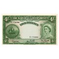 1953 Bahamas Government 4 Shillings, Signatures W. H. Sweeting and Basil Burnside Pick#13b