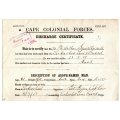 1901 Tarkastad Cape Colonial Forces Discharge Cetificate, #74 Private P/te Arthur Smurthwaite