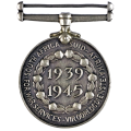 1939-1945 WWII The South African Silver War Service medal, No Ribbon un-numbered, 17 500 Issued