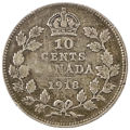 1918 Canada 10 Cent .925 Silver KM#23