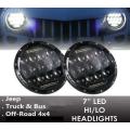 7" H4 Headlight - Dual Beam 75W H4 7" Round LED Headlight Set