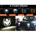 7" Half Ring Jeep LED H4 Headlight - Universal H4 LED Headlight - 7" 60W 4-in-1 LED Headlight