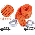 Tow Rope - 4m Towing Rope with Hooks - 4 Ton 4m x 5cm Tow Rope with 2 Hook Clips