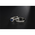 Exquizite Blue CZ Sapphire Silver Polished Ring