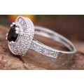 Exquizite Simulated Onyx Silver Polished Ring