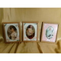 LOOK AT THESE 3 BEAUTIFUL PICTURE FRAMES DECORATED WITH FABRICK - STUNNING FRAMES!!!
