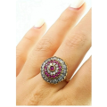 Authentic Turkish Ruby & Topaz Ring