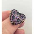 Authentic Turkish Heart Shaped Ring with Amethysts + Complimentary Pendant